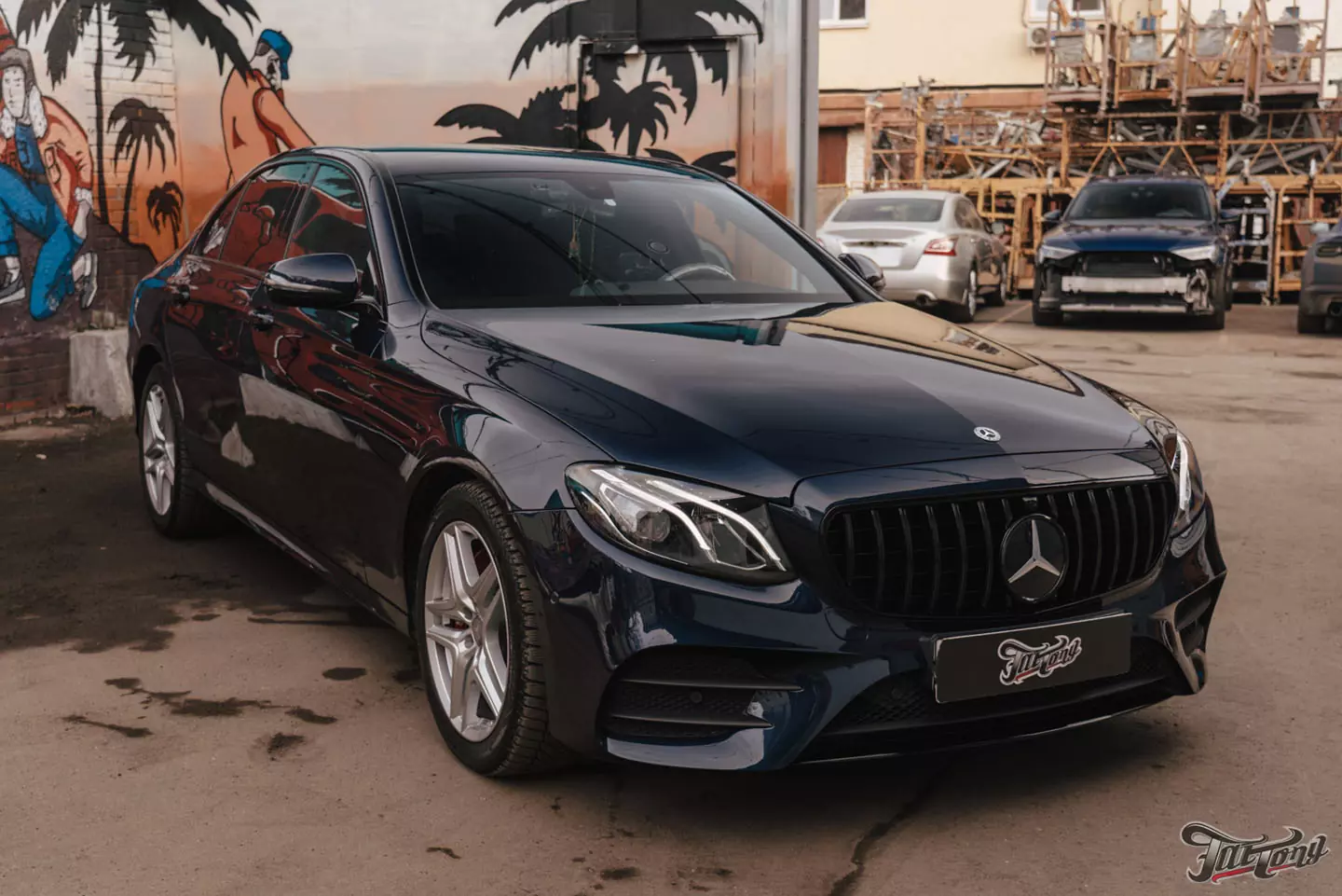 Частичный окрас и антихром для Mercedes E53